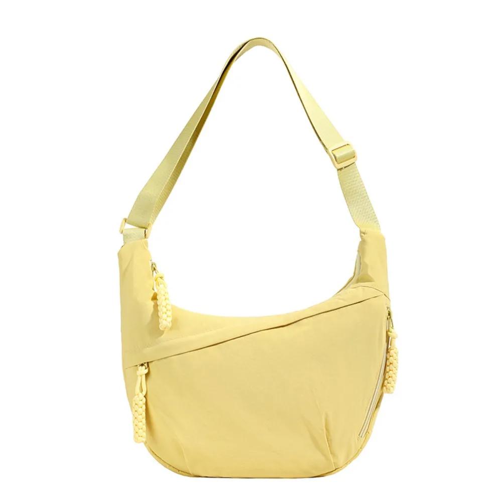 Casual Canvas Crossbody Bags Korean Simplified Large Capacity Sports Hobos Bag Solid Color Lightweight Dumpling Bag Women
