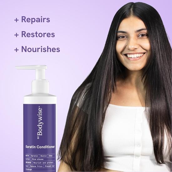 Bodywise Keratin Conditioner, Paraben & Sls Free, Reduces Frizz, Locks In Moisture, Keratin, Silk Protein, Biotin & Shea Butter, 200 Millilitre - All
