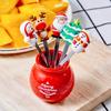 5 Pcs Christmas Fruit Dessert Fork Reusable Appetizer Forks Dessert Cake Fork