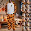 Men's Halloween Pajama Set, Long Sleeve Raglan Top with Pocket and Elastic Waist Pants, 2-Piece Loose Fit Sleepwear for Men