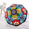 1pc Colorful Floral Pattern Automatic Folding Umbrella - 8-Rib Iron Frame, Windproof, Portable Sunshade with Plastic Handle for Travel & Out
