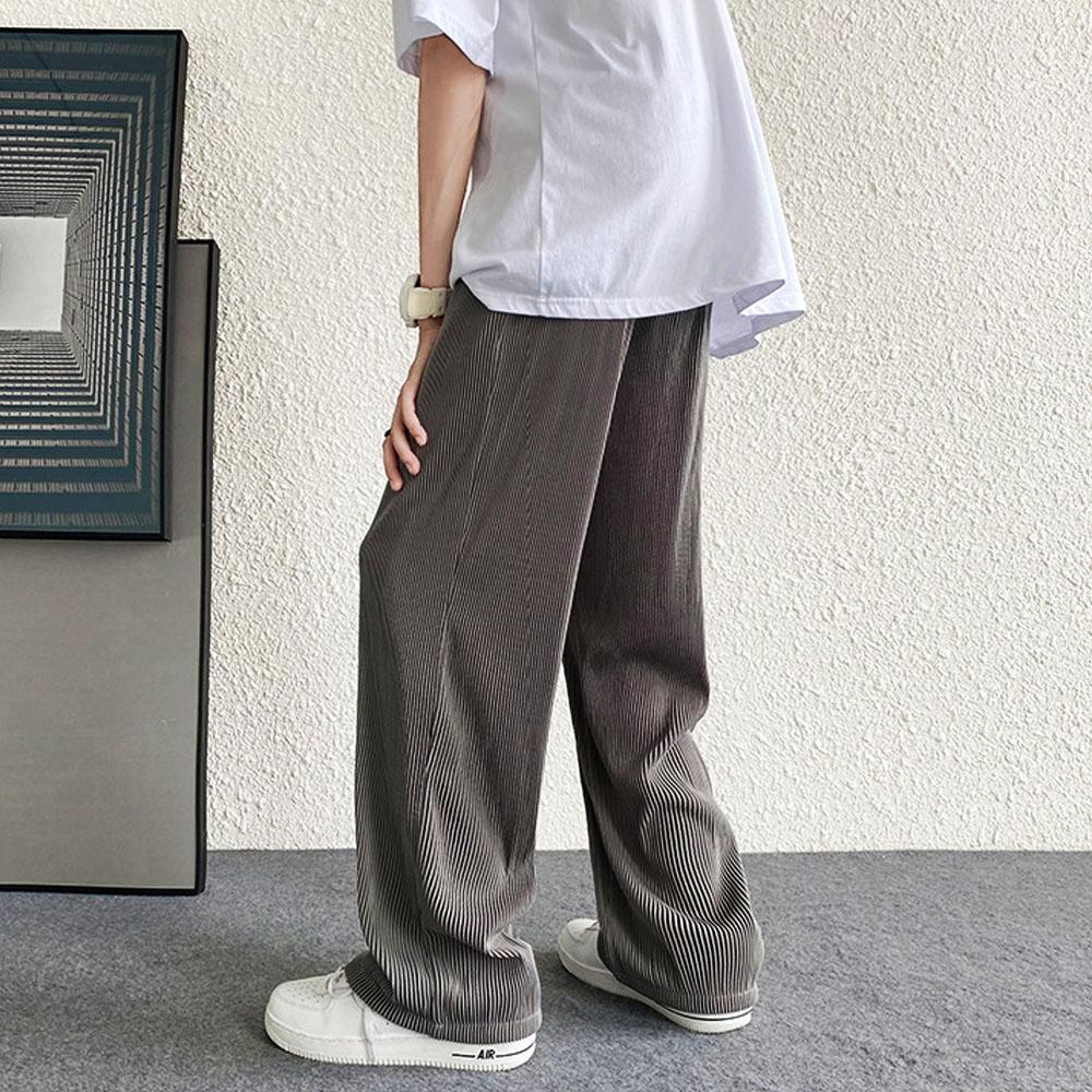 Y2K-klær for menn Sommerelastisitetsstrim Silkebukser Streetwear Harajuku Sport Joggebukser Fitness Koreansk mote