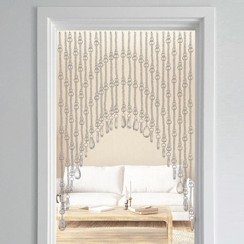 25 Strands Crystal Beaded Doorway Curtain, Clear Glass Bead Room Divider, Decorative Hanging Partition for Doorways & Windows