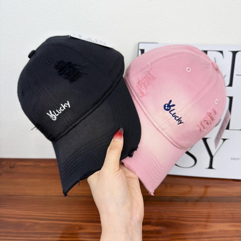Rabbit Embroidery Gradual Change Hole Embroidery Baseball Cap Spring Casual Versatile Face Small Cap Men and Women