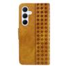 For Samsung Galaxy A55 5G Leather Case Wallet Stand Grids Imprinted Phone Cover with Strap