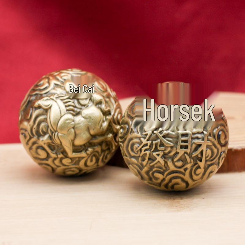 Brass Dragon & Phoenix Walnut Handballs: Retro Finger Exercise Copper Balls (Pair)