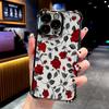 Elegant Rose Pattern Electroplated AntiDrop Transparent Phone Case For iPhone 16 Pro Max 15 14 Plus 13 12 11 17 Air 16E Cover