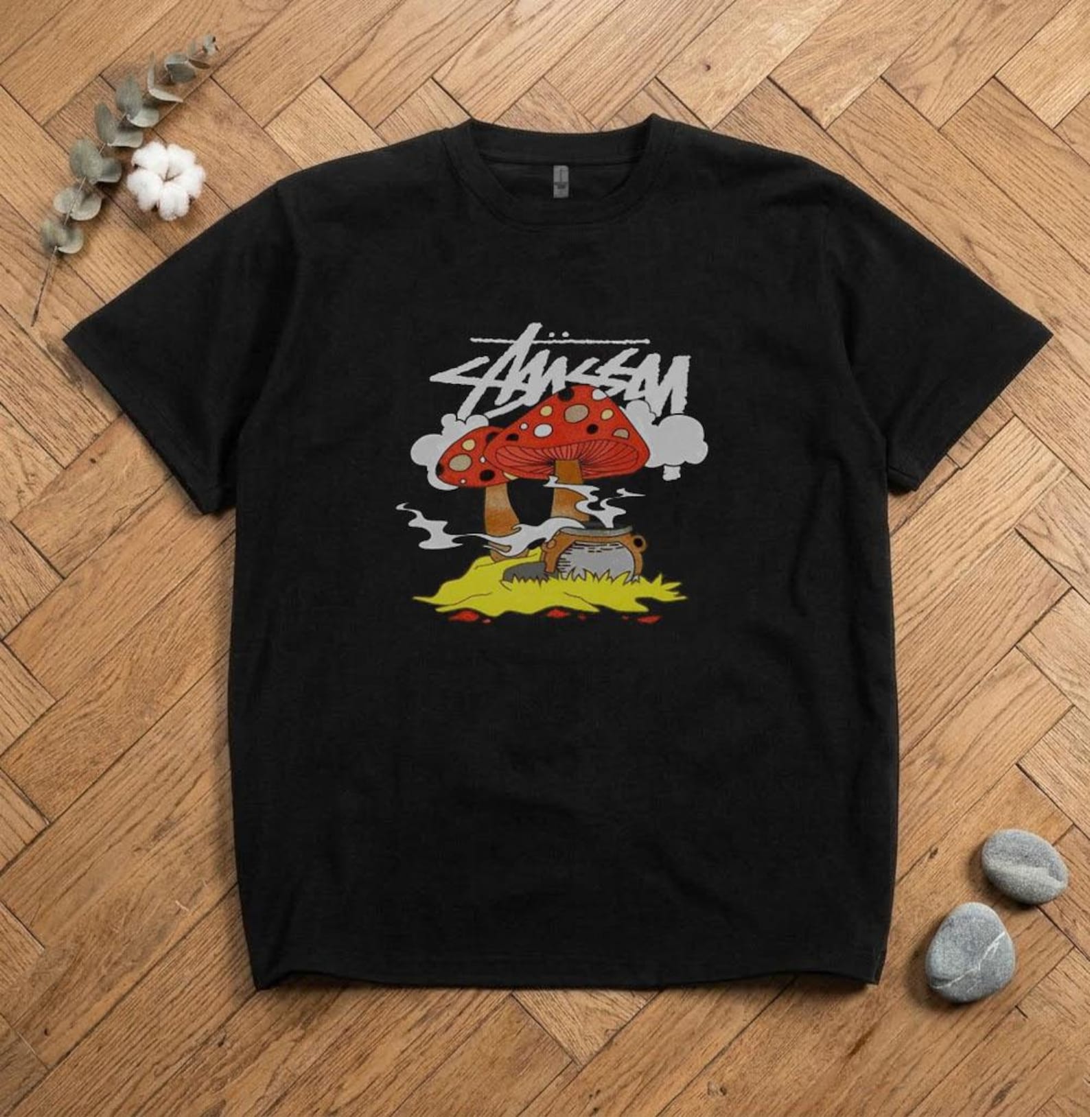 Stüssy Sēne , Stilīgs Grafisks T-krekls, Kokvilnas
