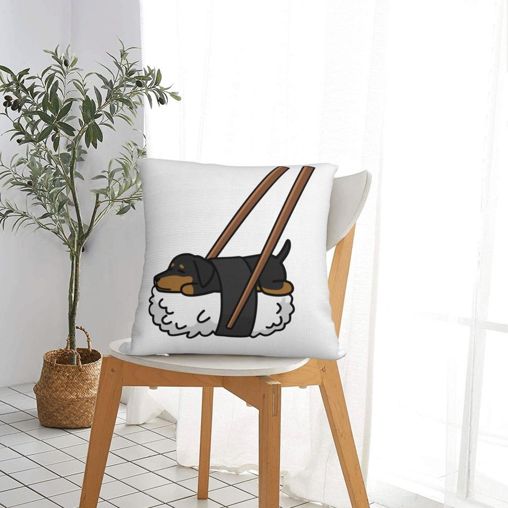 Funny Sushi Dachshund Dog Pillow Covers Polyester Sofa Cushion Case Funny Home Decoration Pillow Cover 4040