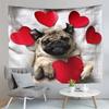 Cute Pug Dog Tapestry Animals Illustration Tapestry Dazed Puppy Tapestry Wall Hanging Tapestries Art Living Room Bedroom Dorm