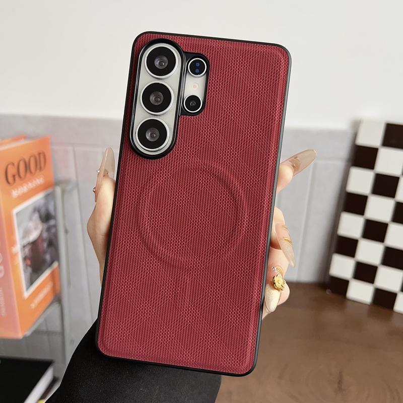 

For Samsung Galaxy S26 Ultra S26 Plus A17 A37 A57 Case Magnetic PU Leather Texture Pattern +PC Anti-slip Ultra Thin Cover Galaxy A17