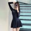 Long Sleeve One-piece Swimsuit Women's 1011 New One-piece Belly Cover, Skinny Conservative Sports Super Immortal Ins Wind Hot Spring
