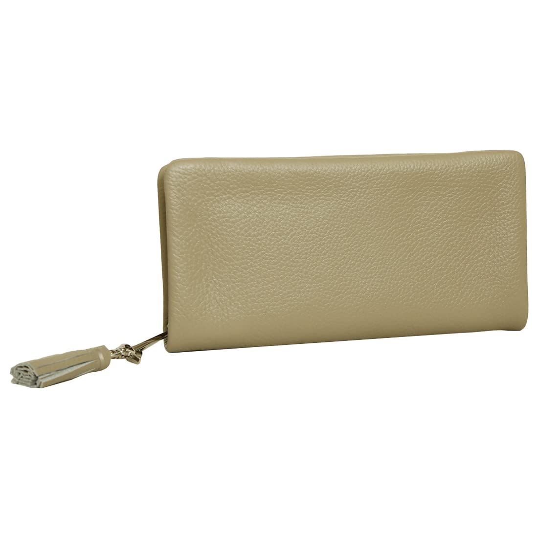 BEAURE B-0003 Настоящая кожаная круглая длинная сумка-кошелек с кисточкой (Серо-коричневый)