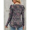 Odzież damska T-shirt jesienno-zimowy dla kobiet Kwiatowy nadruk z okrągłym dekoltem i długim rękawem
