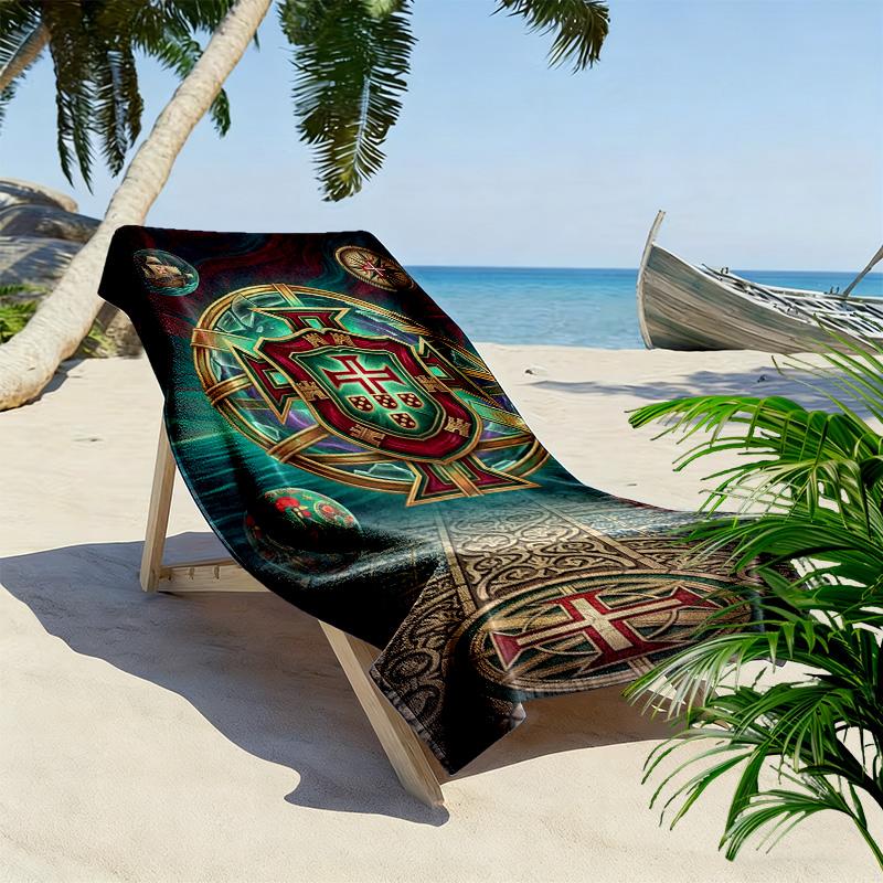 Portugiesisches Erbe Emblem Strandtuch weich Outdoor Camping Schwimmen Handtuch für Außenpool schnell trocknend Handtuch für Reisen und Urlaub Stranddruck