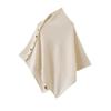 2025 Autumn/Winter Merino Wool Slanted Hem Cape with Gold Buckle