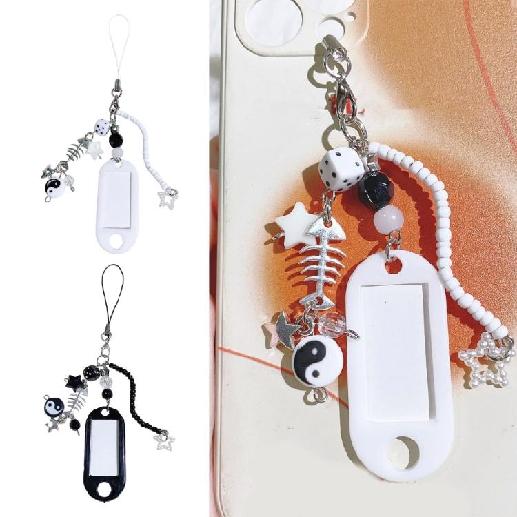 1Pc/2Pcs TaiChi Beaded Keychain Photo Locket Plastic Jewelry Accessory Lightweight Design Bag Hanging Decoration