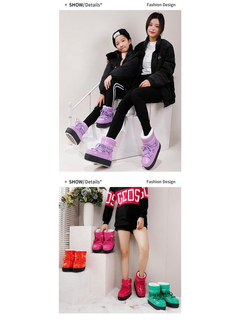 Parent-Child Satay Ski Boots: Warm, Non-Slip, Mid-Calf Winter Snow Boots