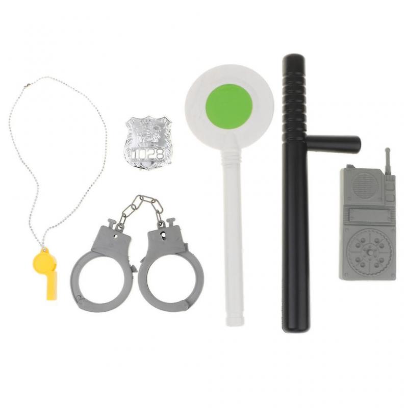 Kid Police Officer Role Play Costume Tools Kits Fancy Dress 8 Pieces