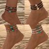 3pcs Summer Irregular Turquoise Cute Sea Star Anklets for Women Rainbow Beads Starfish Foot Chains Beach Jewelry  Accessories
