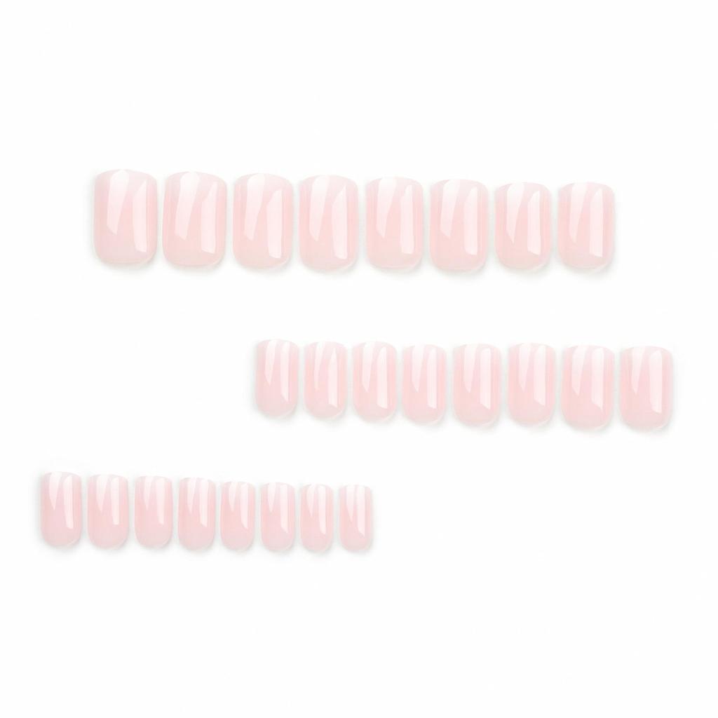 Gradient French Manicure: Pink & White Rectangle False Nail Tips