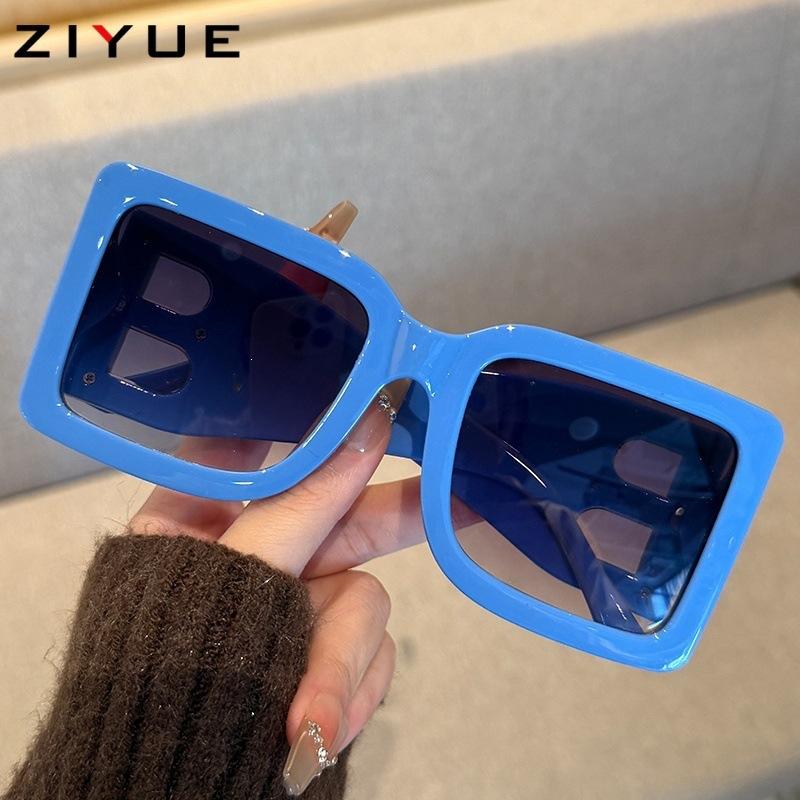 New box personalized sunglasses, women's high-end sense, big face and thin travel street shooting UV-proof sunglasses