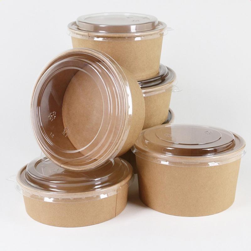 50-Pack 500Ml 750Mldisposable Salad Bowls - Kraft Paper Bowls With Transparent Lids Multiple Options