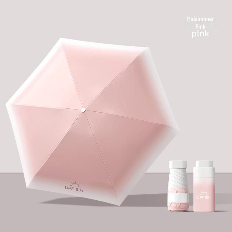 Compact 50% Folding Women's Sun and Rain Umbrella - Anti-UV, Gradient Mini Sunshade