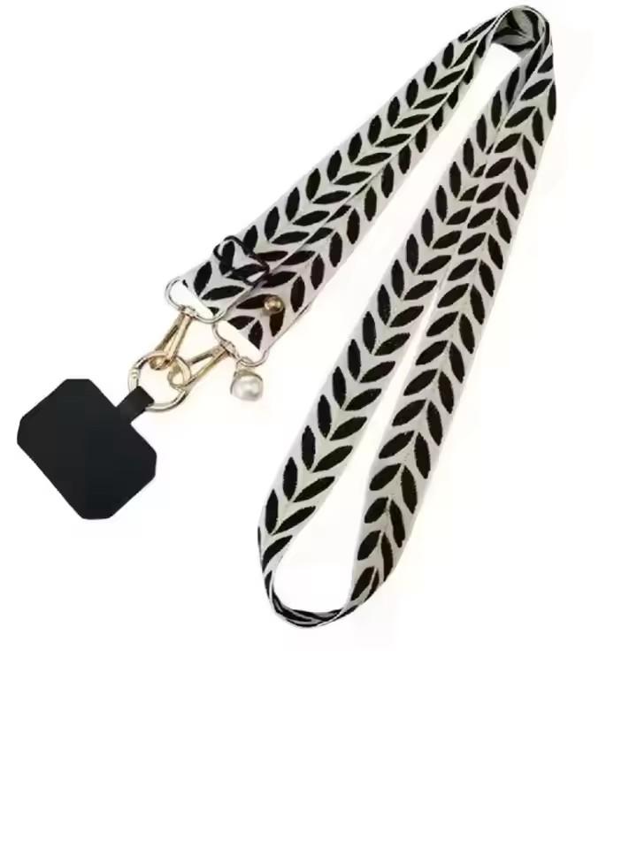 Adjustable Long Mobile Phone Lanyard Crossbody Card Neck Cord Clip Hang Lanyard Pearl Hanging Ornaments Charm Anti-Lost Lanyard