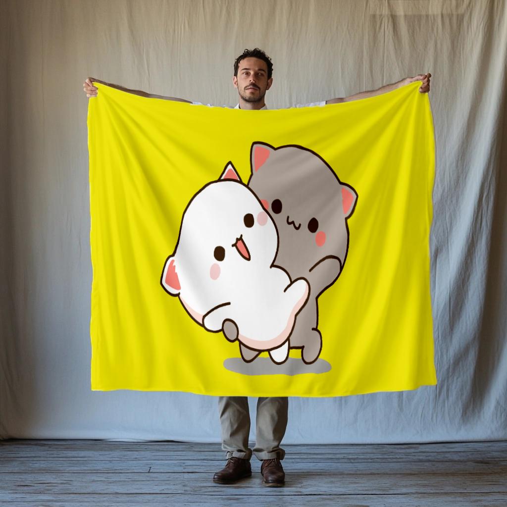 Lovely Cat Cartoon Thin Blanket Home Textile Flannel Soft Warm Throw Blanket Bedding Sofa Cover for sweethearts Kids Gift
