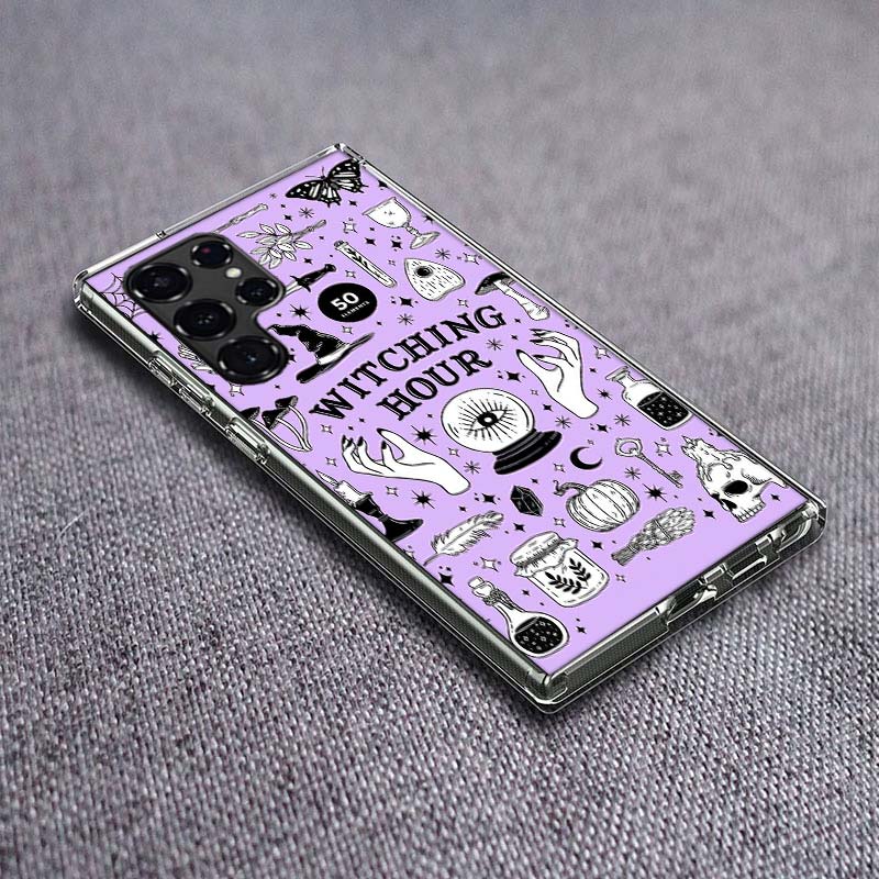 Okkulte Hexerei Mond Gotische Hexe Klare Handyhülle für Samsung Galaxy S24 S23 S21 Plus S20 FE S22 S26 Ultra S25 Edge TPU Capa
