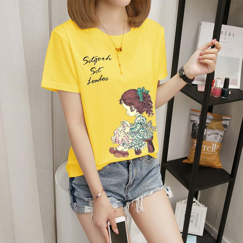 Women's short-sleeved t-shirt women's summer new Korean version cartoon student crew-neck bottoming shirt