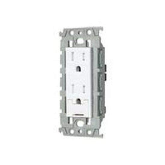 

Panasonic Grounded Double Outlet with Embedded Door and Earth Insulated Ceramic White WTL115249W Terminal, Frame,