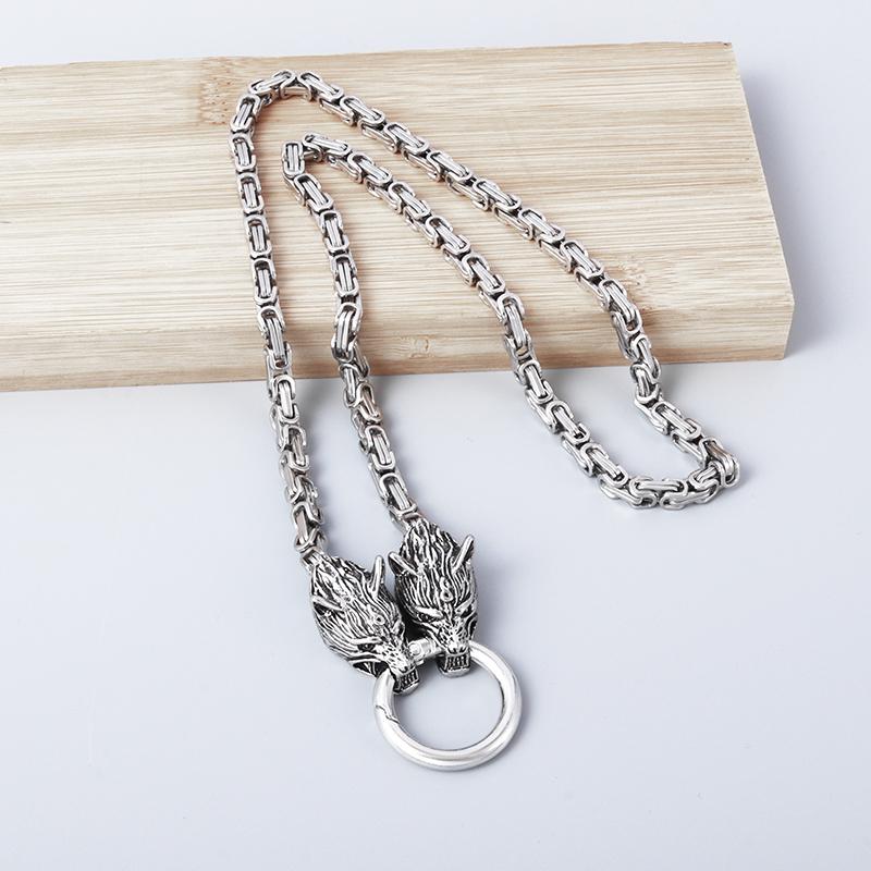Vintage náhrdelník vlčí hlavy pro muže Těžký byzantský řetízek Vysoce kvalitní náhrdelník Šperky Amulet Dárek