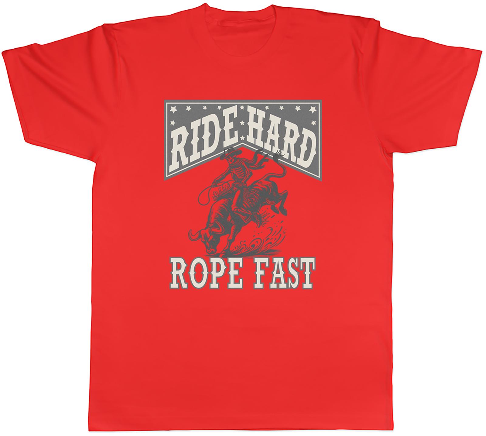 Rodeo Bull Riding Cowboy Unisexs TShirt Ride Hard Rope Fast Tee Gift S