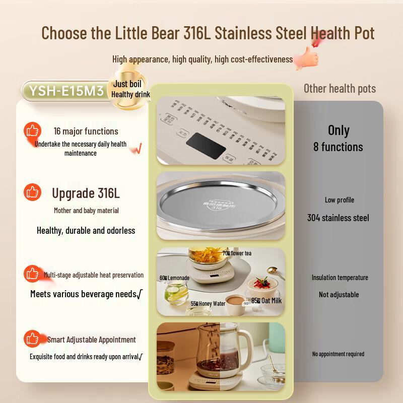 Bear Multi-function Electric Wellness Kettle CN plug (adapter included)