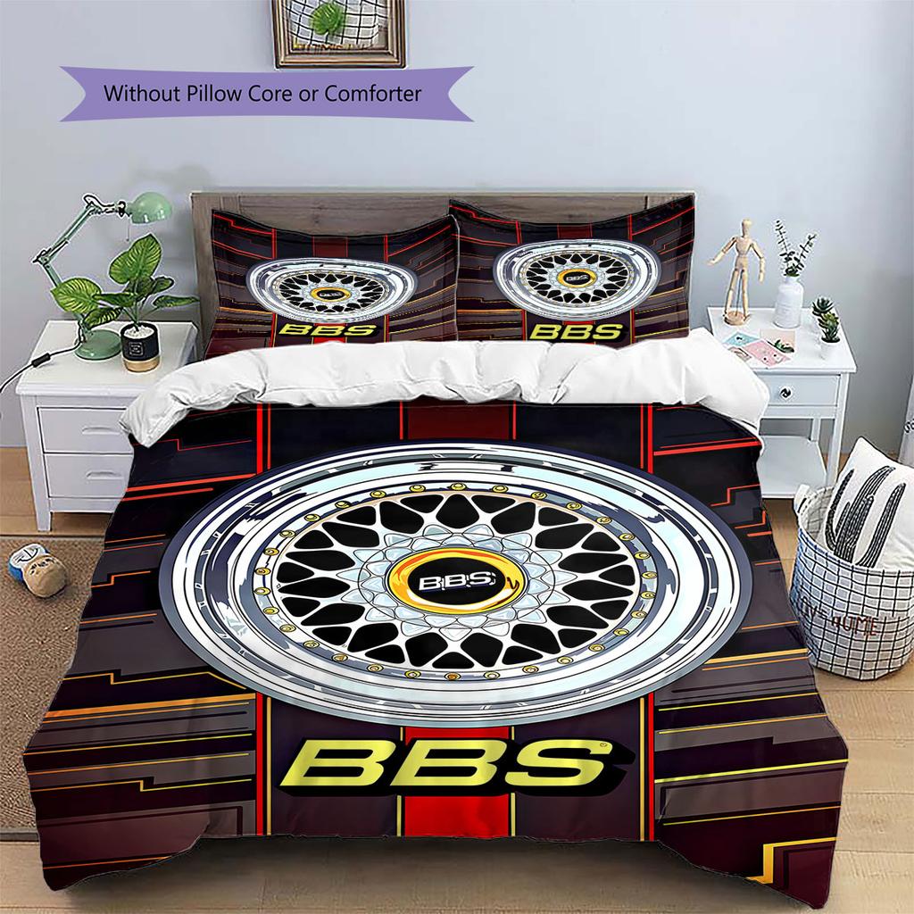 BBS Pattern Bedding,Quilt Set Quilt Cover Pillowcase Home Birthday Gift(1 * Duvet Cover + 2 * Pillowcase, Without Core)