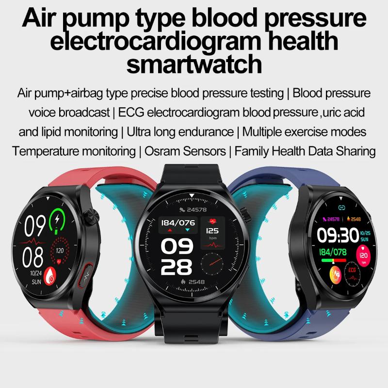 2025 NEW GT5 Smart Watch Air Pump Sphygmomanometer Heart Rate Thermometer Airbag Wristband Call Reminder Health Watch