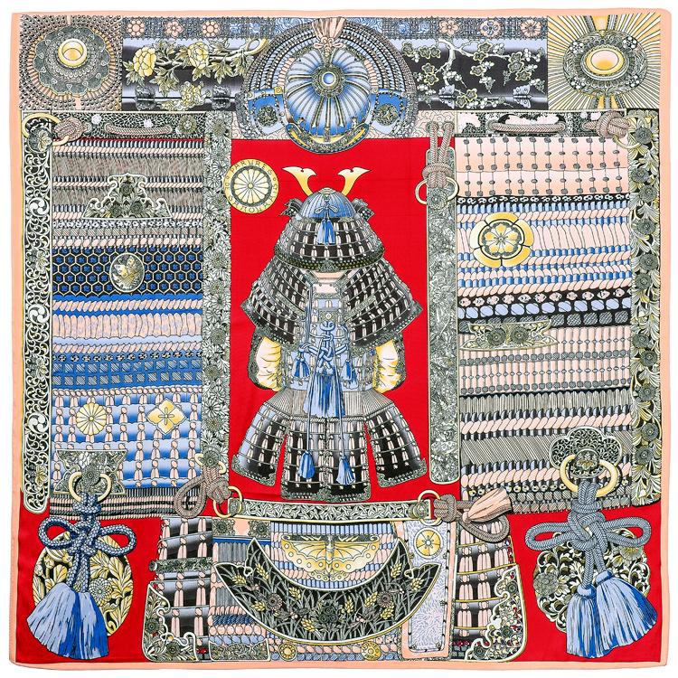 New Design Court Armor Scarf For Ladies Luxury Brand Scarf Big Square Silk Scarf Women Neckerchief Twill Sunscreen Shawl