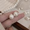 Korean fever Australian white pearl stud earrings S sterling silver female Shijia high-end light luxury round retro ears
