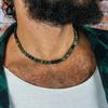 Collier Homme Fait Main Perles Pierre Naturelle Couche Unique Personnalisé Style Punk Acier Inoxydable Collier Homme