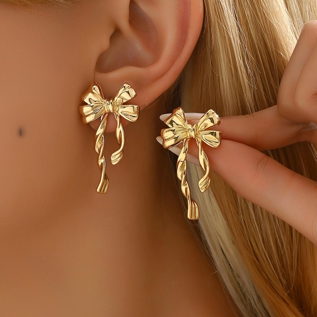 Ladies' Fashionable Bohemian Bow Earrings, Suitable for Weddings and Parties, Daily Wear and Banquets