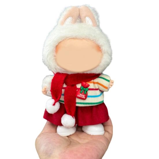 Christmas Costume Set 17cm Doll Outfit Santa Claus Clothes Santa Hat Dress Accessories Cute Dress Up Costume Set for Xmas Holiday Winter Gifts