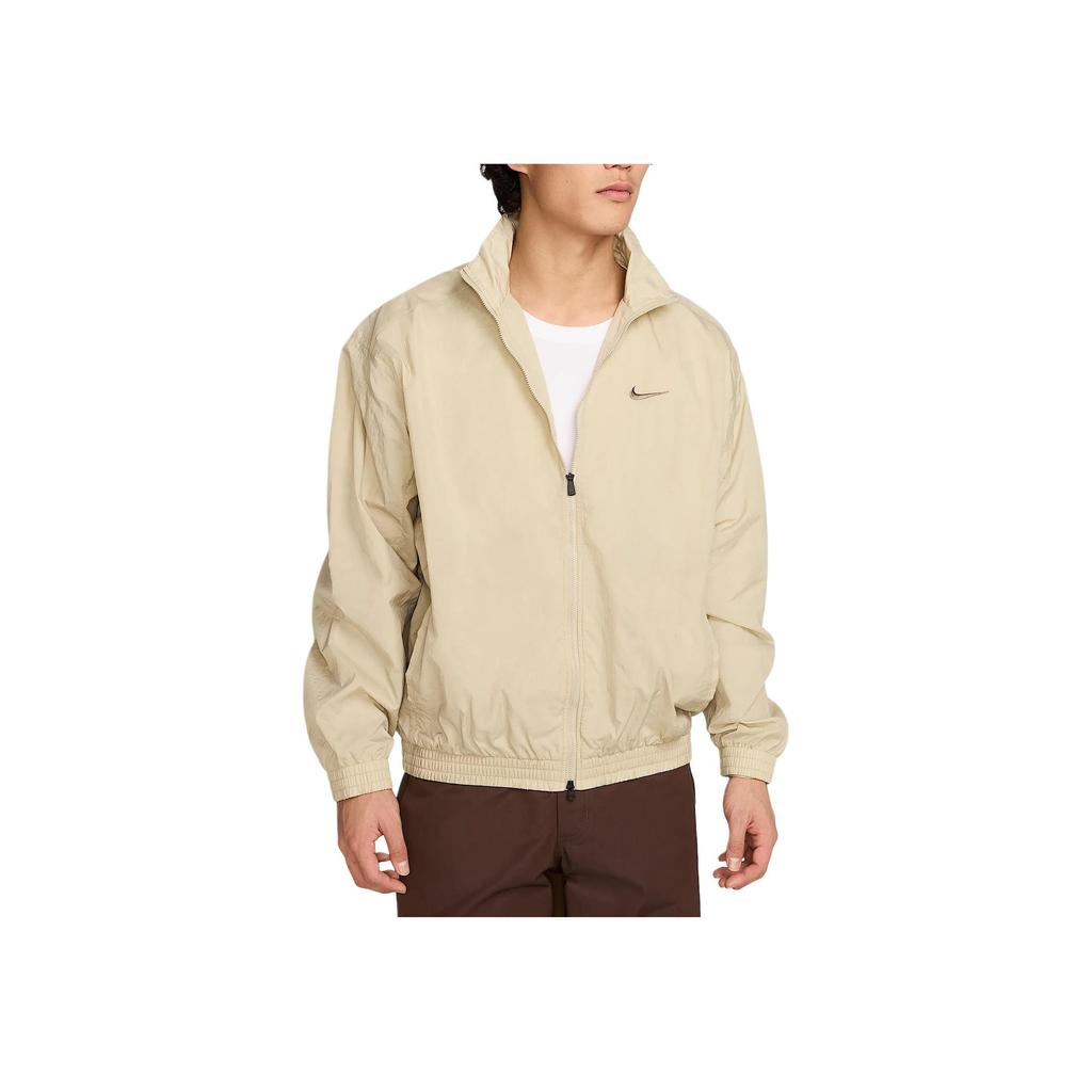 Nike Solid Color Zipper Logo Loose Jacket Men jackets Beige HV6918-251