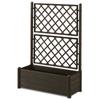 STEFANPLAST Flower Pot/Planter with Trellis - ITALIA FLOWER BOX - Wood Effect Finish - 100x43xH142 Cm - 80 L - Moka