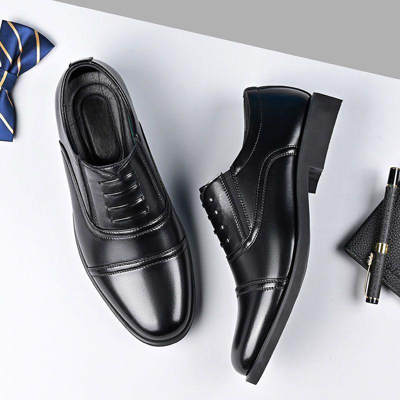Leather shoes men's shoes soft sole non-slip business dress three joint leather shoes