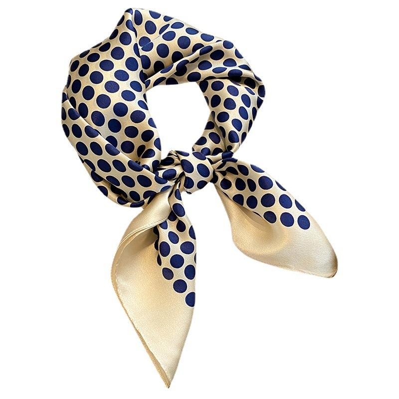 Mulberry silk scarf women's new polka dot spring, summer and autumn foreign fashion small square scarf silk scarf with shirt