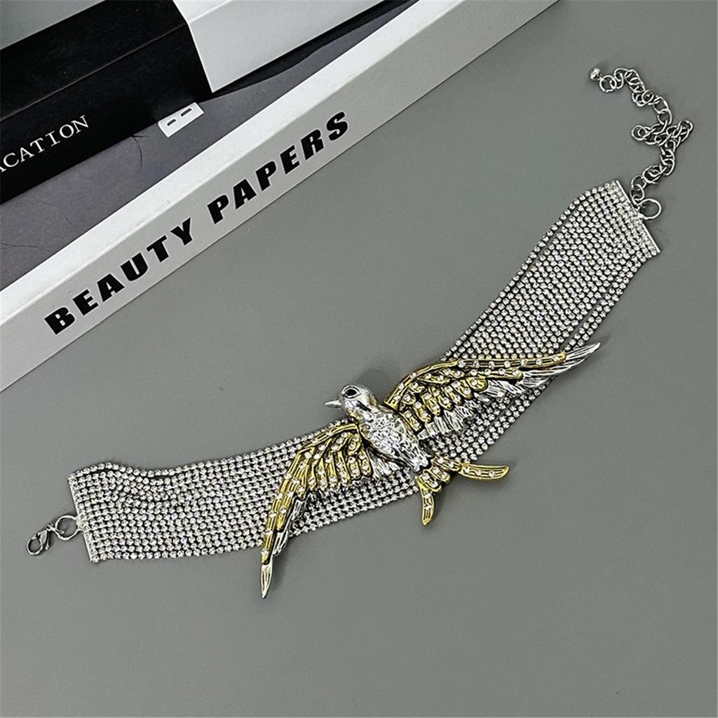 Tooxika Exaggerated Fashionable High Sense Of Multi-layer Full Diamond Chain Birds Swallow Necklace Retro Temperament Collarbone Chain