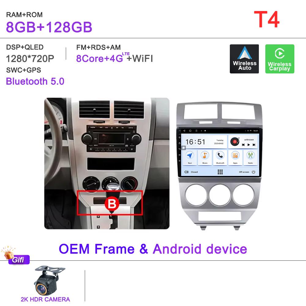 Android 16 Radio For Dodge Caliber Jeep Compass 1 MK Patriot 2006 - 2010 Multimedia Player Stereo Head Unit GPS Navigation HDR