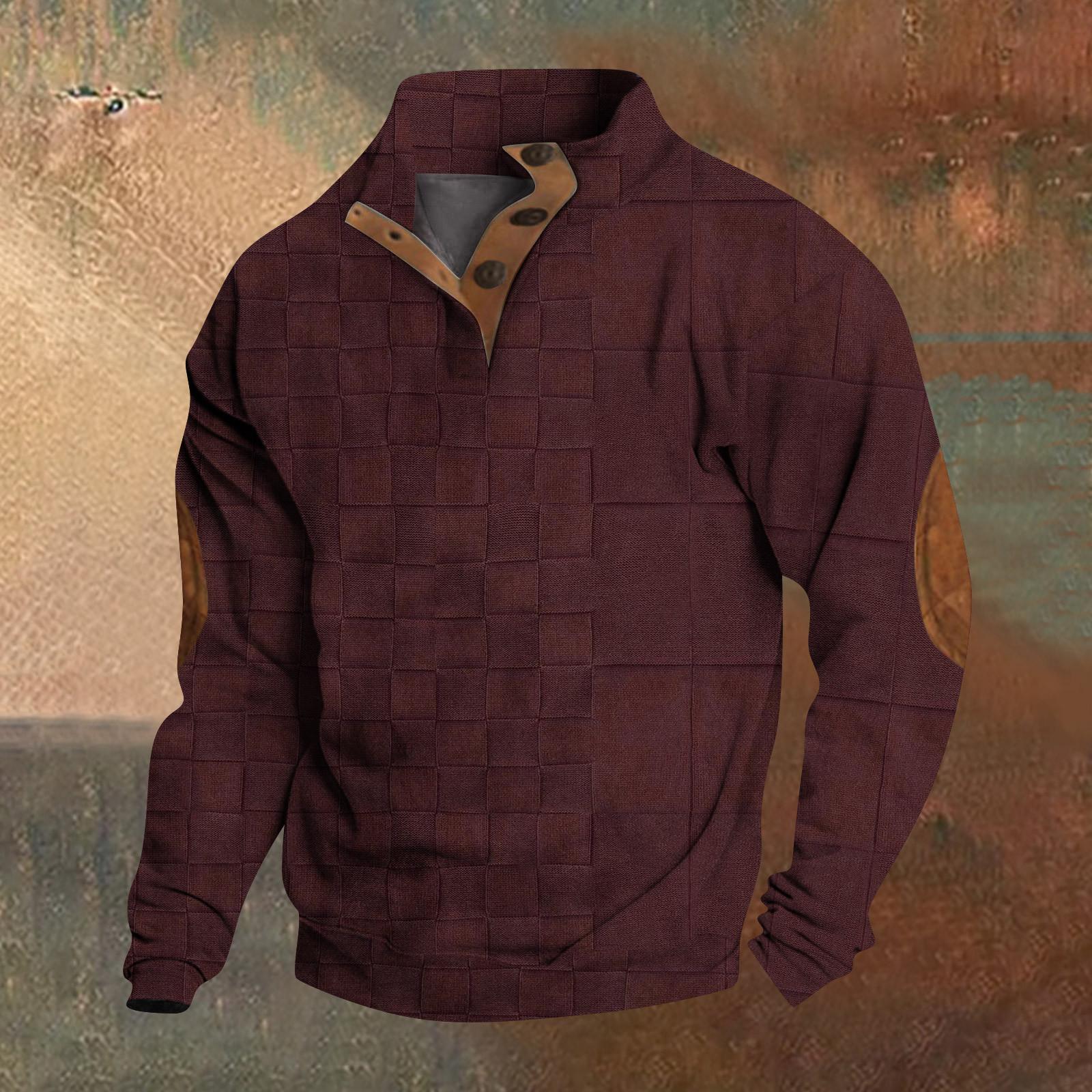 

Весняно-осінній чоловічий світшот зі стоячим коміром - це повсякденні светри на відкритому повітрі, топи M винний